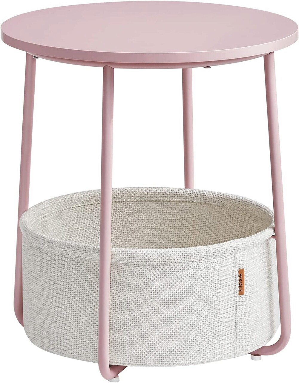 Masuta pentru cafea Vasagle, D45 x 51 cm, PAL/otel/poliester, roz/bej - imagine 7